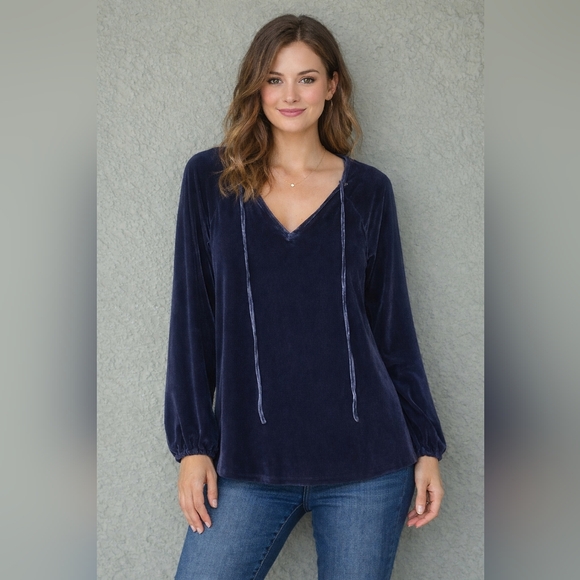 dylan Tops - Dylan Soft Velvet Peasant Style Tunic Top